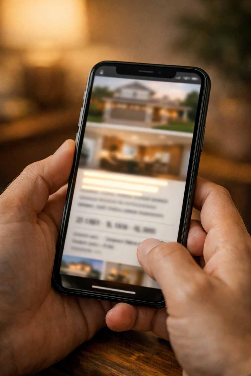 Listing description psychology shown as a buyer scrolling a home listing on a phone